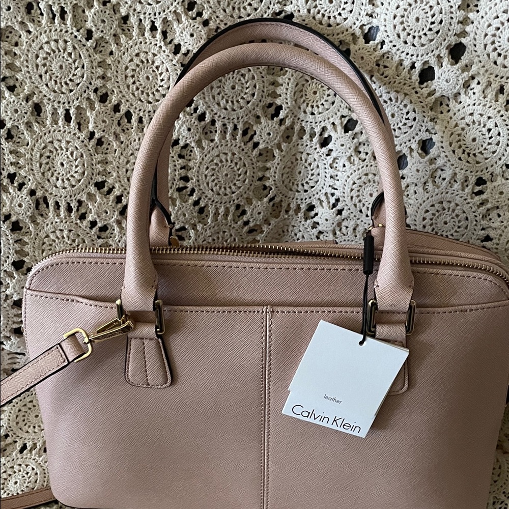 Calvin Klein Blush Pink Leather Top-Handle Satchel